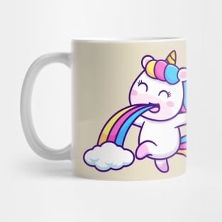 Cute Unicorn Puging Rainbow Cartoon Mug